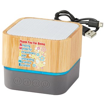 Thank You for Being AWESOME Bamboo Light-Up Bluetooth® Speaker from Positive Promotions