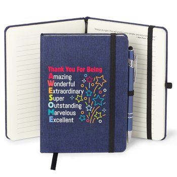 Thank You for Being AWESOME Heathered Journal With Quotes & Stylus Pen from Positive Promotions