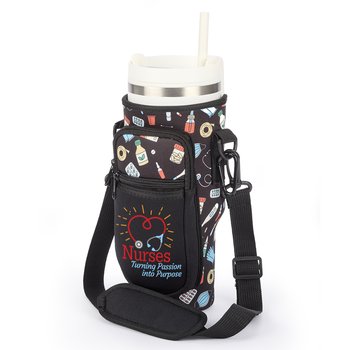 Nurses: Turning Passion Into Purpose/Healthcare Icons All-Day Hydration Carry-All 30-/40-oz. Tumbler Bag With Adjustable Strap from Positive Promotions