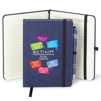 Activity Professionals: The One Where We... Heathered Journal With Quotes & Stylus Pen from Positive Promotions