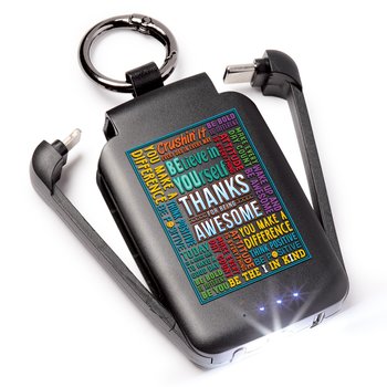 Thanks for Being Awesome 3-in-1 2,000-mAh Mini Power Bank With LED Light & Keychain Ring from Positive Promotions