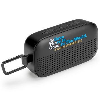 Be the Good: #SocialWorkerLife Soundwave 3-in-1 IPX5 Water-Resistant Wireless Bluetooth® Speaker, Sound Machine, & Phone Stand from Positive Promotions