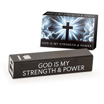 God Is My Strength & Power 1,800-mAh Metal Power Bank from Positive Promotions