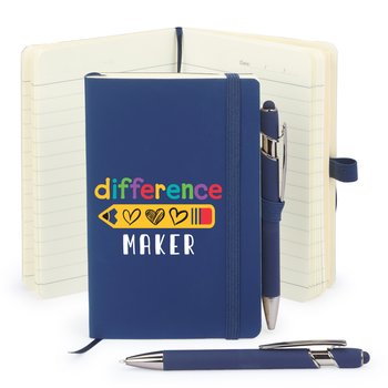 Difference Maker Mini Pocket Journal With Mini Metal Stylus Pen from Positive Promotions
