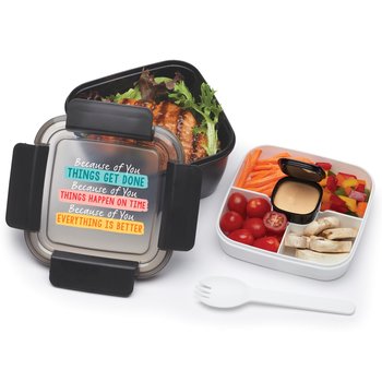 Because of You... Locking Food Container With Compartments 54 oz. from Positive Promotions