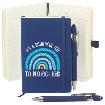 It's a Beautiful Day to Protect Kids Mini Pocket Journal With Mini Metal Stylus Pen from Positive Promotions