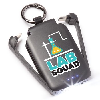 Lab Squad 3-in-1 2,000-mAh Mini Power Bank With LED Light & Keychain Ring from Positive Promotions