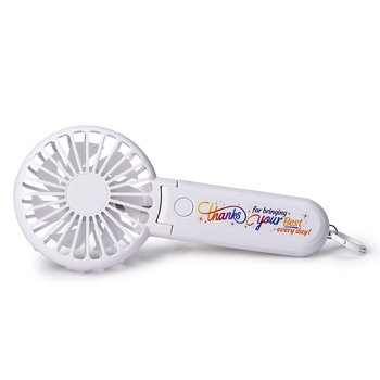 Thanks for Bringing Your Best Every Day! 2-in-1 3-Speed Rechargeable Hand & Desk Fan from Positive Promotions