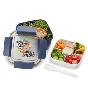 Touching Lives, Making a Difference Locking Food Container With Compartments 54 oz. from Positive Promotions