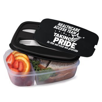 Healthcare Access Team: Taking Pride in the Service We Provide 2-Section Food Container With Utensils from Positive Promotions