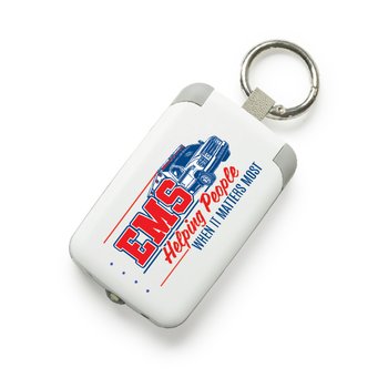 EMS: Helping People When It Matters Most 3-in-1 2,000-mAh Mini Power Bank With LED Light & Keychain Ring from Positive Promotions