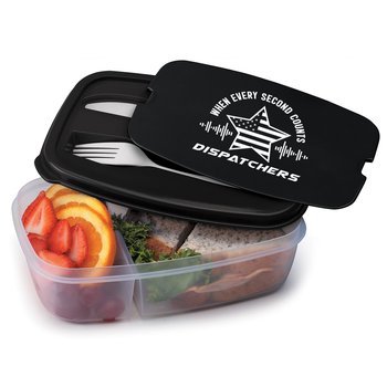 Dispatchers: When Every Second Counts 2-Section Food Container With Utensils from Positive Promotions