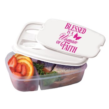 Blessed Is A Woman Of Faith 2-Section Food Container from Positive Promotions