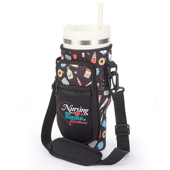 Nursing: The Heartbeat of Healthcare/Healthcare Icons All-Day Hydration Carry-All 30-/40-oz. Tumbler Bag With Adjustable Strap from Positive Promotions