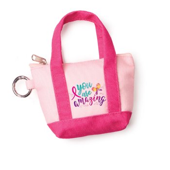You Are Amazing Mini Cotton Tote Bag Wallet With Carabiner & Wristlet from Positive Promotions