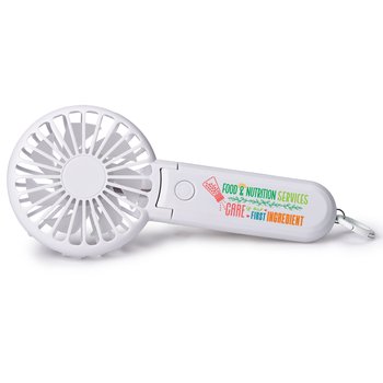 Food Services 2-1 3-Speed Rechargeable Hand & Desk Fan from Positive Promotions