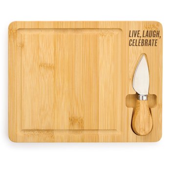 Live, Love, Celebrate Bamboo Board With Knife from Positive Promotions