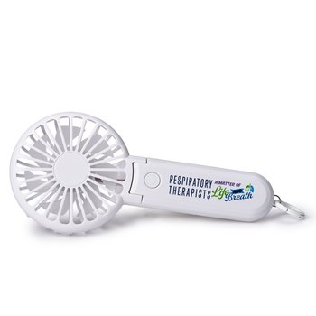 Respiratory Therapists: A Matter Of Life And Breath 2-in-1 3-Speed Rechargeable Hand & Desk Fan With Carabiner from Positive Promotions