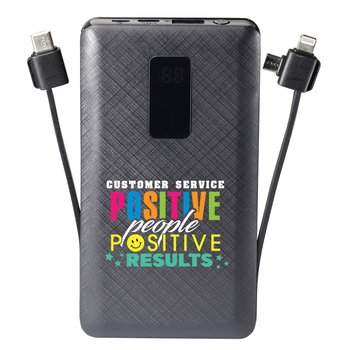 Customer Service 10,000 mAh 3-In-1 Power Bank With Built-In Charging Cables from Positive Promotions