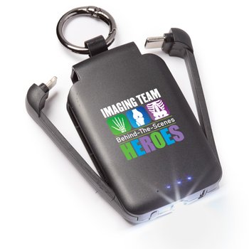Imagining Team 3-In-1 2000 mAh Mini Keychain Power Bank With LED Light from Positive Promotions