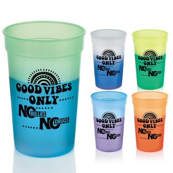 Good Vibes Only: No Bullies, No Drugs Assorted Mood Cups 17 oz. - Pack of 10 from Positive Promotions