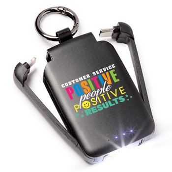 Customer Service 3-In-1 2000 mAh Mini Keychain Power Bank With LED Light from Positive Promotions