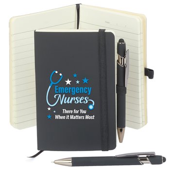 Emergency Nurses Mini Pocket Journal With Mini Stylus Metal Pen from Positive Promotions