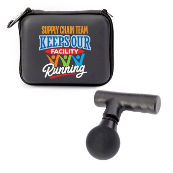 Supply Chain Team Keeps Our Facility Running Portable Mini Massage Gun With Carabiner Carry Case from Positive Promotions