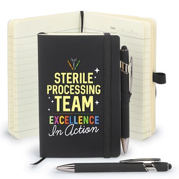 Sterile Processing Team: Excellence In Action Mini Pocket Journal With Mini Metal Stylus Pen from Positive Promotions
