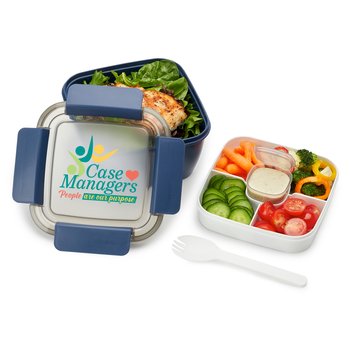 Case Managers: People Are Our Purpose Locking Food Container With Compartments 54 oz. from Positive Promotions
