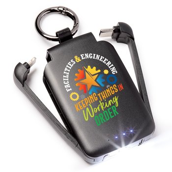 Facilities & Engineering: Keeping Things In Working Order 3-in-1 2,000-mAh Mini Power Bank With LED Light & Keychain Ring from Positive Promotions