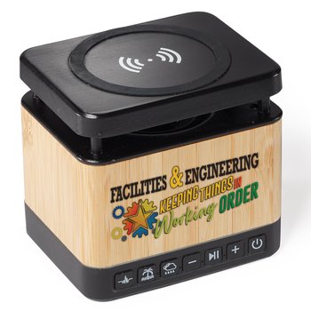 Facilities & Engineering: Keeping Things In Working Order Soundcharge Bamboo 3-in-1 Sound Machine/Bluetooth® Speaker & Wireless Charging Pad from Positive Promotions