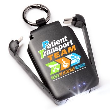 Patient Transport Team Keeps Healthcare Moving 3-in-1 2,000-mAh Mini Power Bank With LED Light & Keychain Ring from Positive Promotions