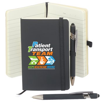 Patient Transport Team Keeps Healthcare Moving Mini Pocket Journal With Mini Metal Stylus Pen from Positive Promotions