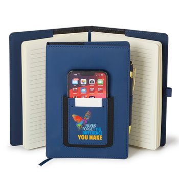 Never Forget the Difference You Make Eastland Refillable Journal with Phone Pocket & Stylus Pen from Positive Promotions