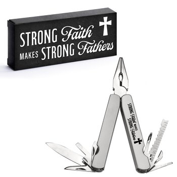 Strong Faith Makes Strong Fathers 11-in-1 Stainless-Steel Multi-Tool from Positive Promotions