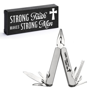 Strong Faith Makes Strong Men 11-in-1 Stainless-Steel Multi-Tool from Positive Promotions