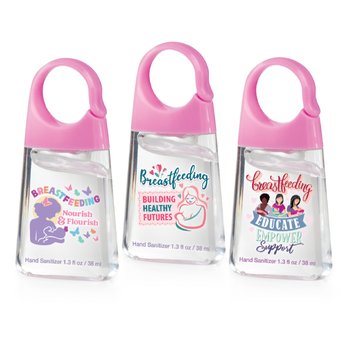 Breastfeeding Hand Sanitizer With Carabiner Clip Assortment - Pack of 12 from Positive Promotions