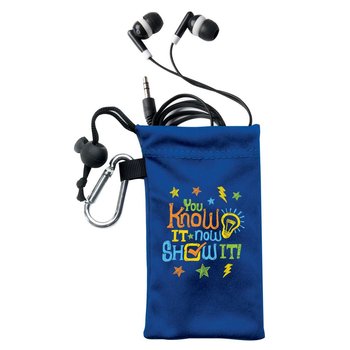 You Know It, Now Show It! Earbuds In Microfiber Pouch from Positive Promotions