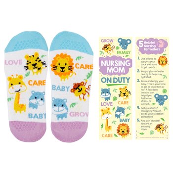 Animal Print/Nursing Mom On Duty Non-Skid Ankle Socks from Positive Promotions