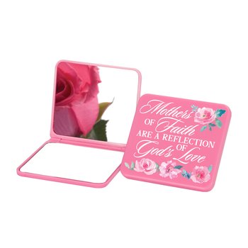 Mothers of Faith Are a Reflection of God's Love Pink Square Double Compact Mirror from Positive Promotions