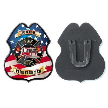 Patriotic Firetruck Clip-On Fire Badge from Positive Promotions