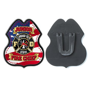 Patriotic Junior Fire Chief Clip-On Fire Badge from Positive Promotions