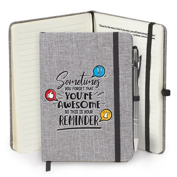 Sometimes You Forget That You're Awesome, So This Is Your Reminder Heathered Journal With Stylus Pen from Positive Promotions