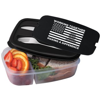 Working Together, Making a Difference 2-Section Food Container With Utensils from Positive Promotions