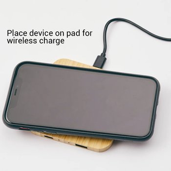 Because of You... Bamboo 10W Wireless Charging Pad with Dual Ports ...
