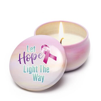 Let Hope Light the Way Soy Candle in Pink Ombré Tin from Positive Promotions