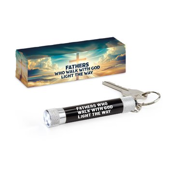 Fathers Who Walk With God Light the Way LED Aluminum Flashlight Key Tag from Positive Promotions