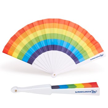 Be Proud, Be Bold, Be You Rainbow Folding Fan from Positive Promotions