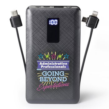 Administrative Professionals: Going Beyond Expectations 10,000-mAh 3-in-1 Power Bank with Built-In Charging Cables from Positive Promotions